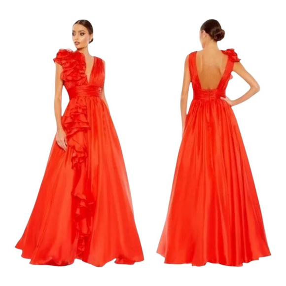 Mac Duggal Red One Shoulder Dress - Picture 4 of 5